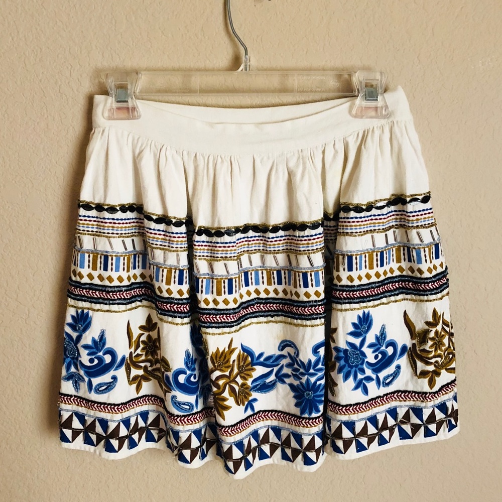 Zara boho style embellished mini skirt, size S